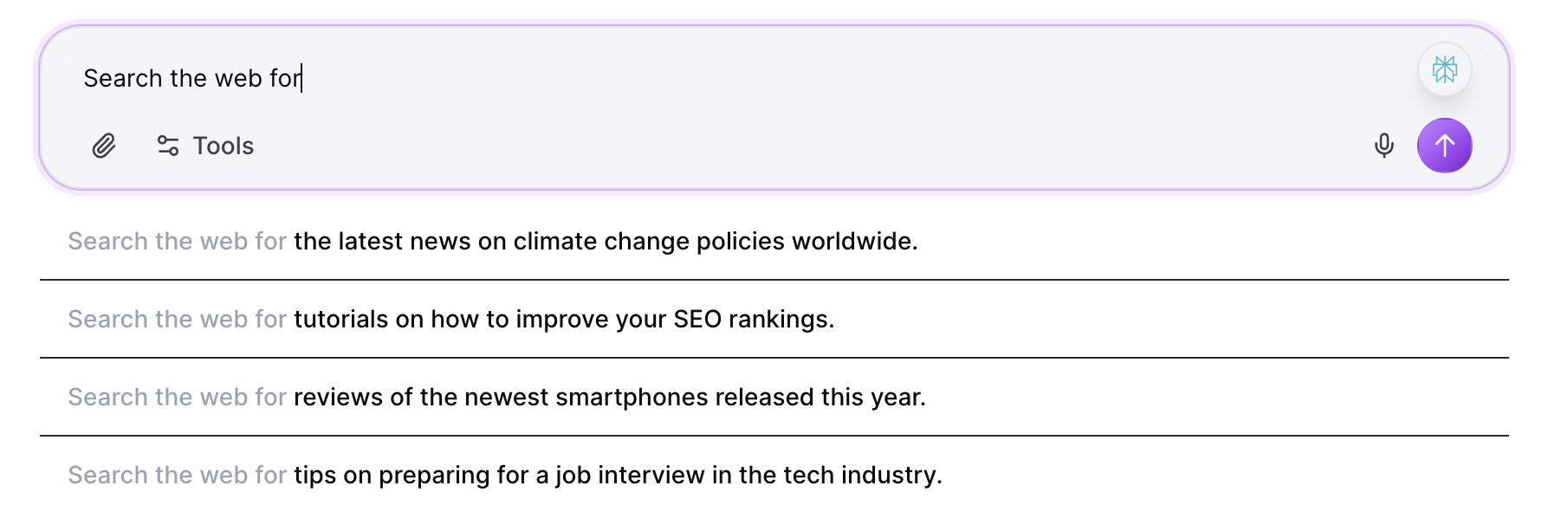 ZeroTwo AI | AI agent platform | ZeroTwo interface showing how web search can be triggered by saying use web search